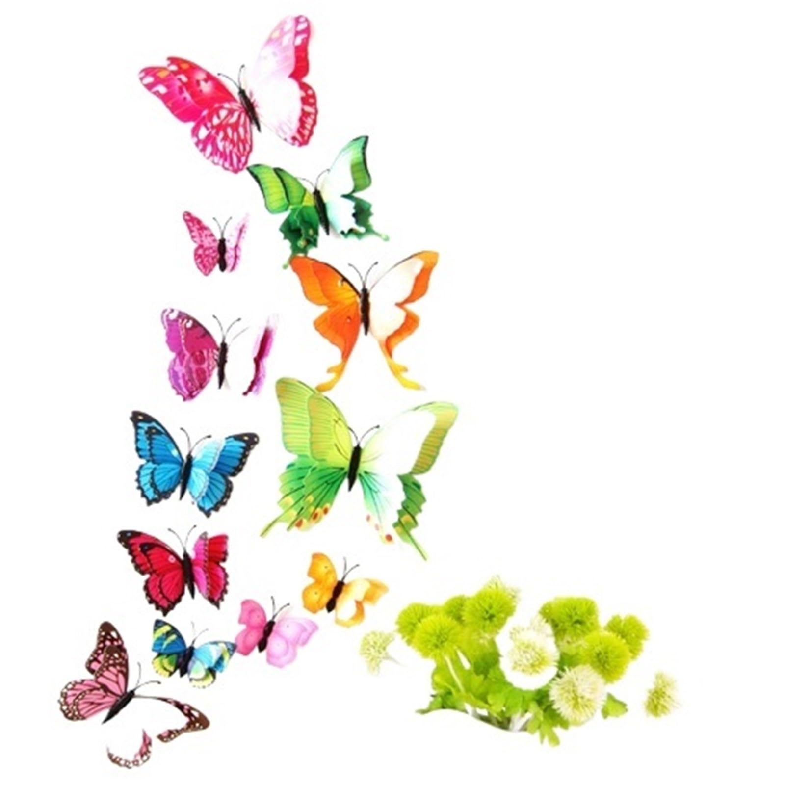 12Pcs Mixed Color Double Layer Butterfly 3D Wall Sticker For Wedding Decoration Magnet Butterflies Fridge Decals Home Room Decor(Color05)