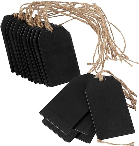 Miniatura 4 de Didiseaon Caballete de pizarra para decoración de Navidad, 20 piezas, letrero colgante de pizarra para manualidades, pequeña pizarra, aserrín,