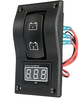 WKWPYCYUH 12-2 4V LED Panel de Prueba de batería Dual Rocker Interruptor de Coche Camión de Coche Voltímetro de Barco Marino 4P ON-Off-ON Interruptores y relés