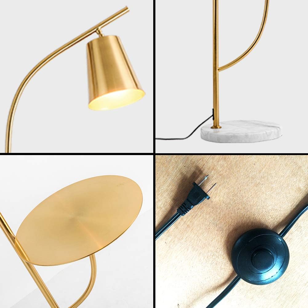 Hsyile Lighting KU300214 Creative Bedroom & Living Room Floor Lamp with a Table,Office and Reading Light - E26 Base - Brushed Antique Brass Finish