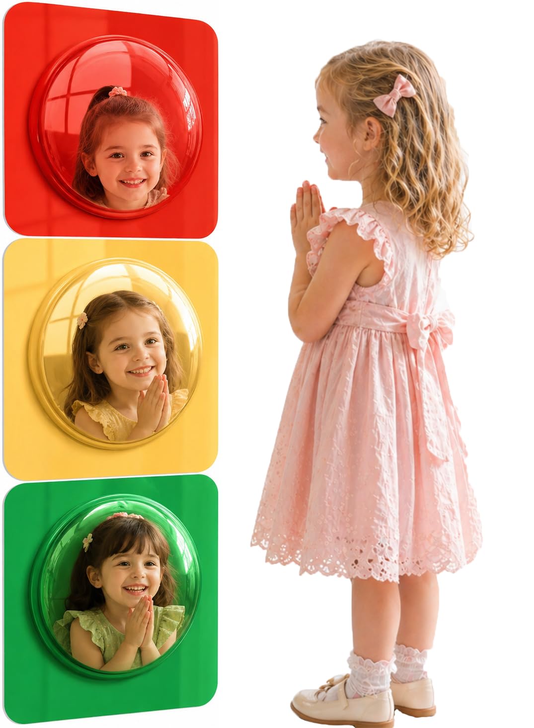 Szsmart 25.4X25.4cm 3Pcs 3 Pack Bubble Convex Mirror Panel Autism Sensory Equipment Sensory Toys For Autism Sensory Room Equipment Sensory Mirror Acrylic Sensory Wall Panel For Calming Corner Items 25.4Cm