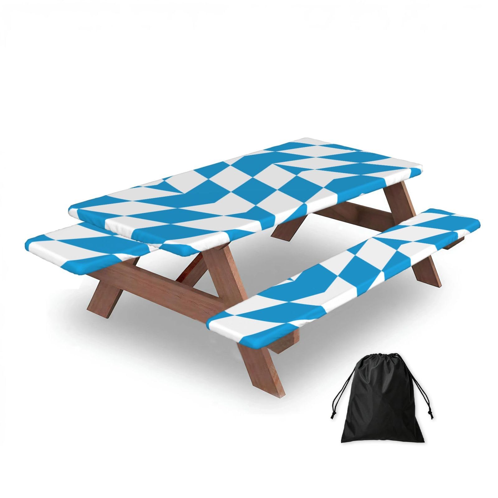 Zqytgfdc Black Bavarian Flag Rectangular Water-Repellent Picnic Tablecloths, Outdoor Camping, Picnic, Bbq
