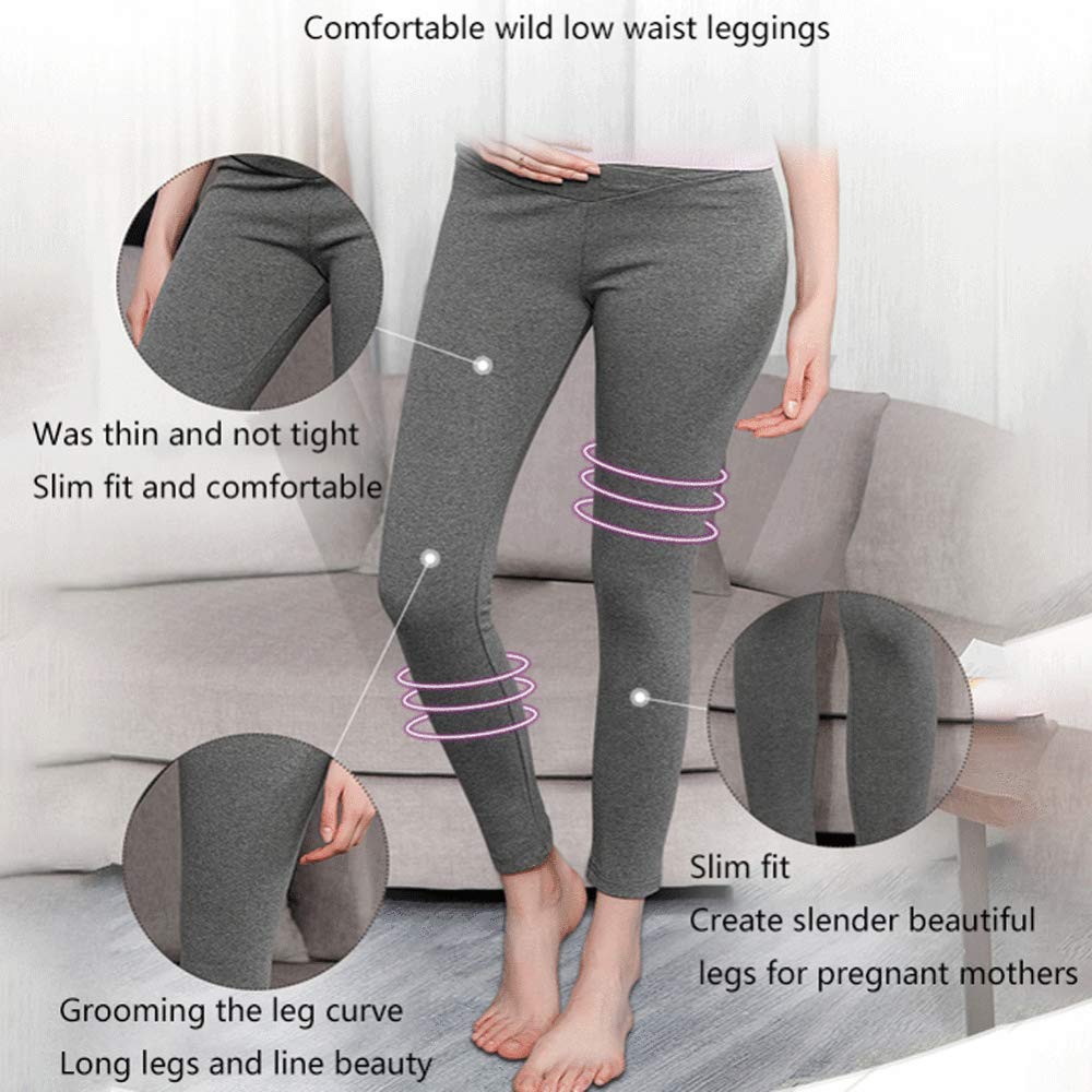 Leggings Para Mujeres Embarazadas Pantalones De Vestir Exteriores Finos Pantalones Recortados Algodón Mujeres Embarazadas Pantalones De Barriga De Arrastre Primavera Y Otoño,Cream-XL