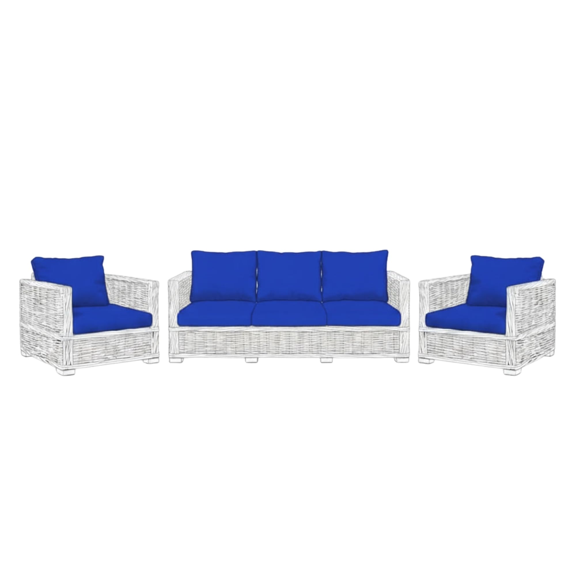 Kosiproducts Replacement Rattan Cushion Seat Cushions Garden Patio Furniture [Royal Blue, 5 Seats + 5 Cushions] - Furntiure Not Included