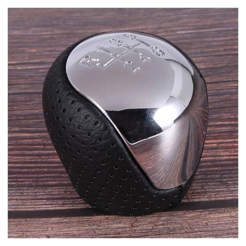 HYASDBWE 1PCS Perforated Leather Gear Knob Chrome 6-Speed for Hyundai for Elantra I30 IX35 for Tucson Accessories Gear Shifter Parts