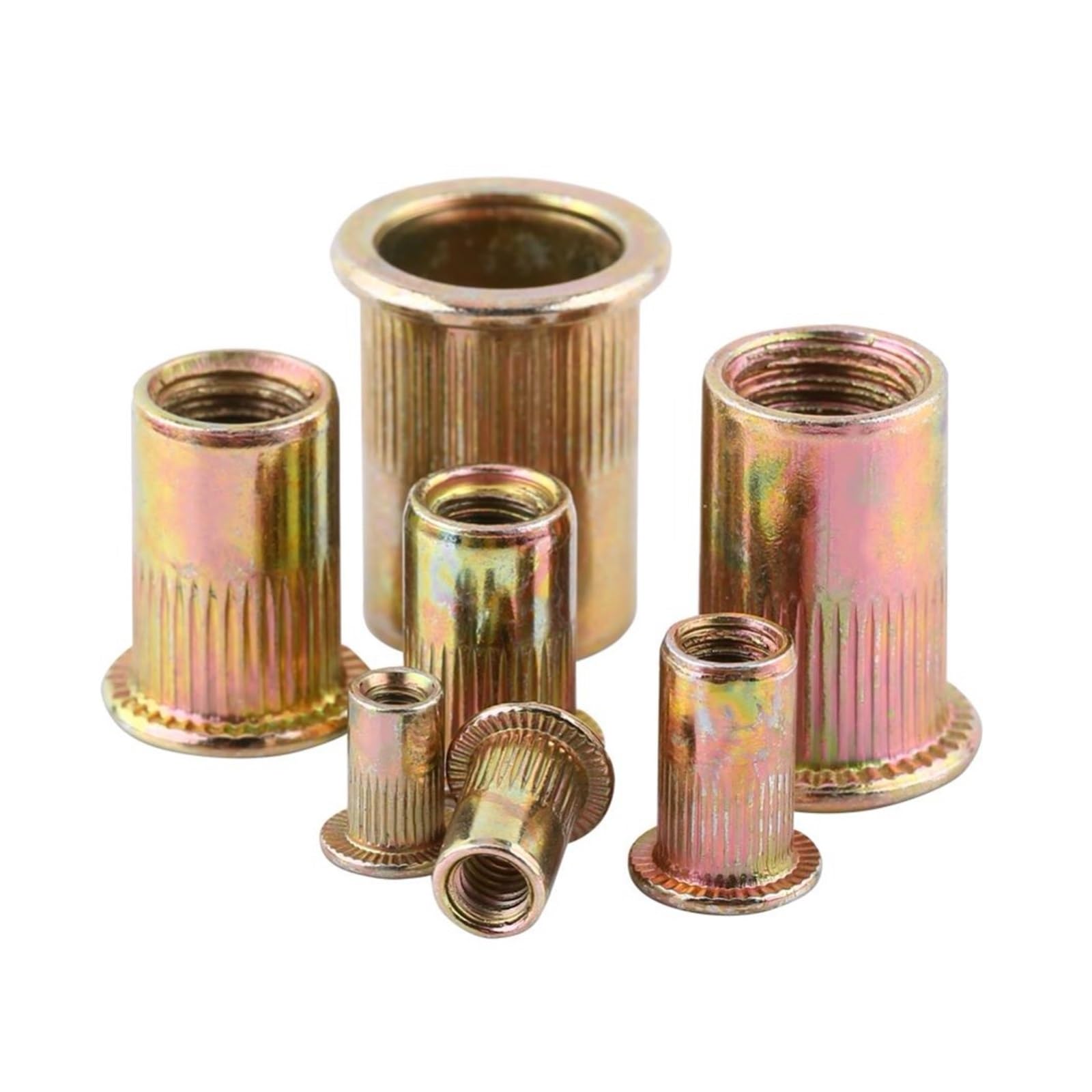 Kit dadi rivetti con dado filettato a testa piatta 15 pezzi in acciaio al carbonio zincato M3 M12(M5)
