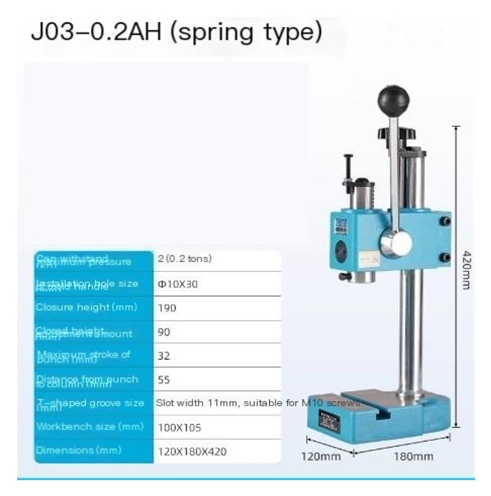 Pressa a molla manuale J03-0.2A Punzonatrice con chiave manuale for hardware elettronico(J03-0.2AH)
