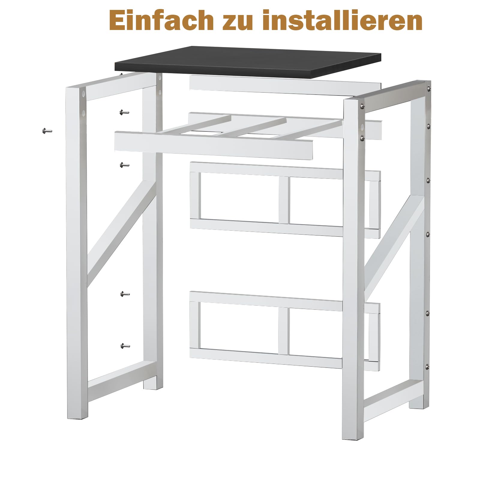 Waschmaschinenregal, Höhenverstellbarer Waschturm, Ohne Bohren, Zweistufig höhenverstellbares Regal, für Badezimmer und Waschküche, Tragkraft 300 kg