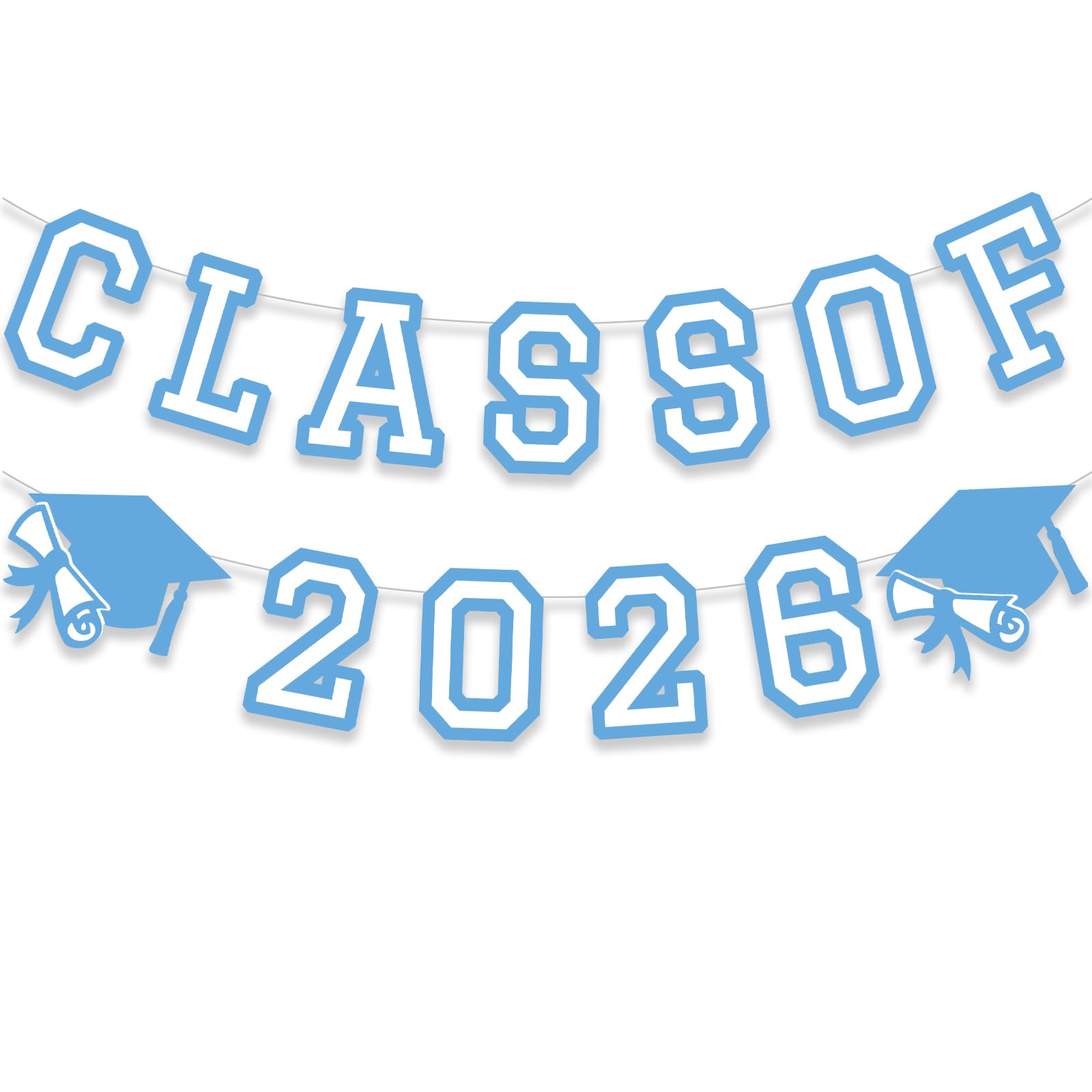 Class of 2026 Graduation Banner University College Grad Garland Decoration Party Supplies High School Colors Light Blue White