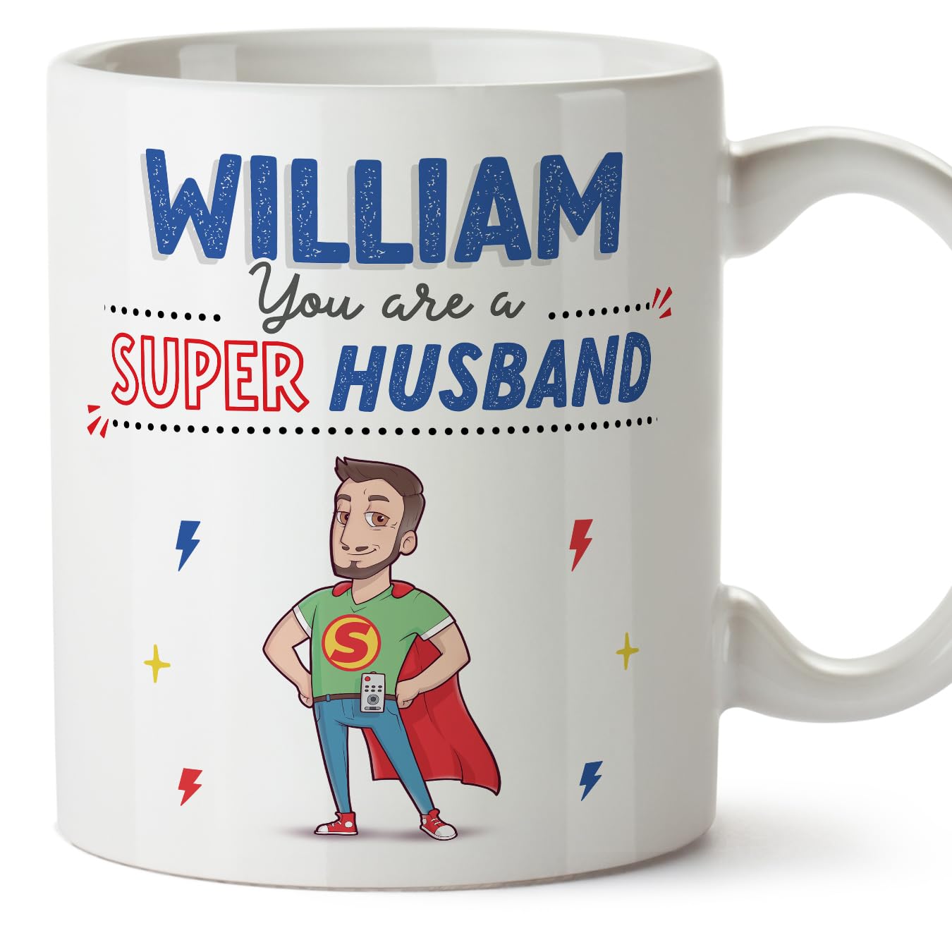 MUGFFINS Personalised Mug for Husband - in English - You are Super! - Funny Custom Gift - Ceramic 11oz Mug