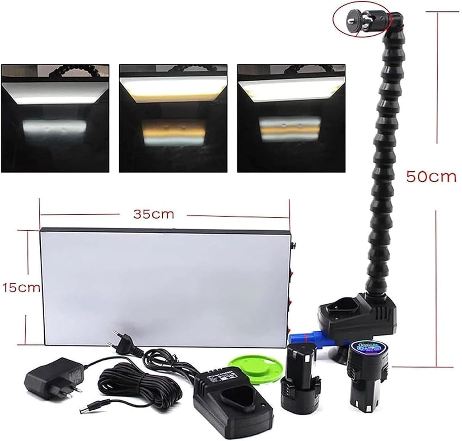 Car Inspection Light for Maintenance & Repair - Paint-Free Dent Repair Tool Kit with Power Cord, Two 12V Batteries, and Charging Socket for Automotive Body Dent Removal