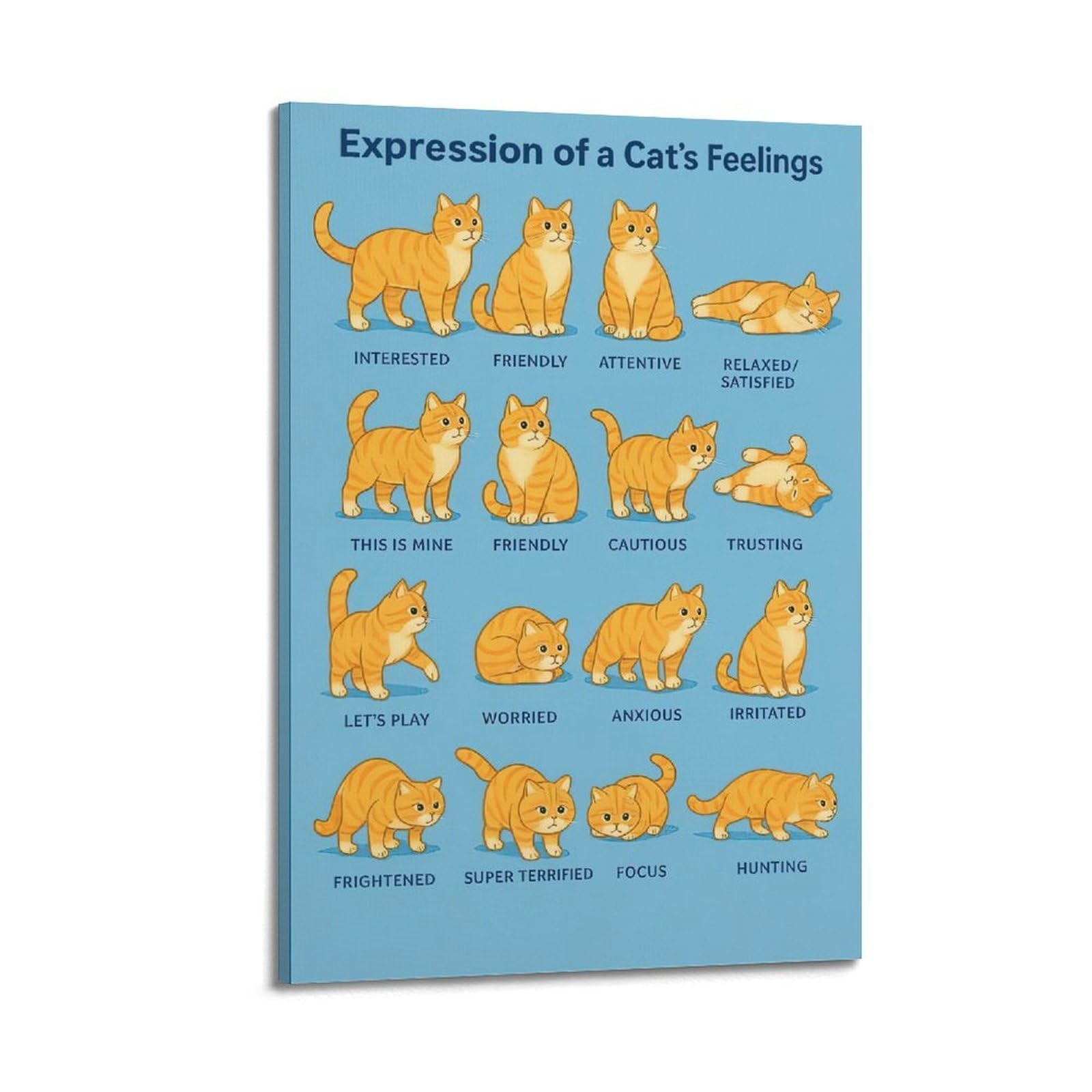 ESTE Cat Science Poster Expression of A Cat's Feelings Decorative Painting Canvas Modern Art Picture 24x36inch(60x90cm)