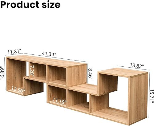Miniatura 2 de Recaceik Estantería de 2 estantes en forma de L, soporte para consola de TV, centro de entretenimiento moderno con estantes de almacenamiento