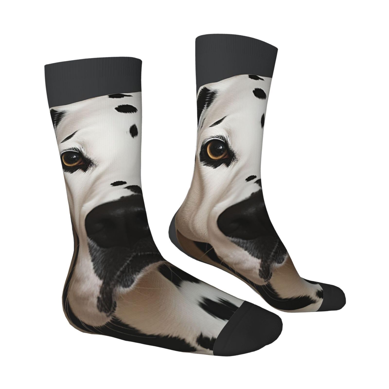 LZQPOEAS Dalmatian Athletic Socks Unisex Cushioned Crew Socks Hiking Running Calf Sock Soft Above Ankle Sock