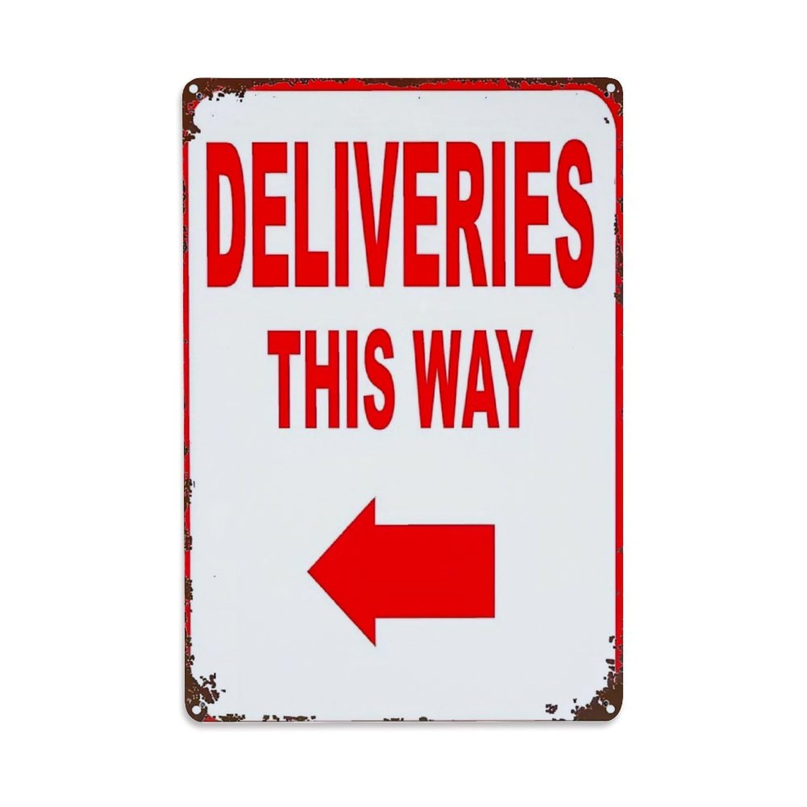Deliveries This Way Arrow Sign Retro Metal Tin Sign, Vintage Decor Art Poster for Bar, Home, Man Cave, Kitchen, Laundry Room Gift 8x12Inch