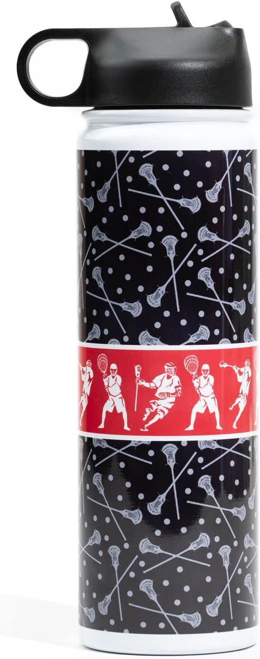 ChalkTalkSPORTS Lacrosse Insulated Water Bottle | Lacrosse Pattern