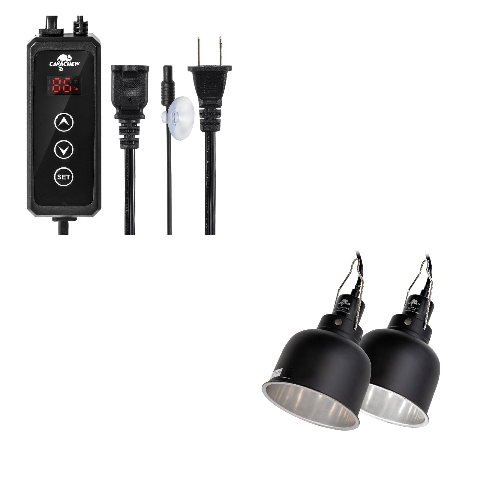 Reptile Dimming Thermostat with 2 pack Dome Lamp Fixture