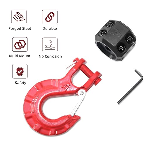 Miniatura 3 de syhvu Gancho de cadena con pestillo de seguridad Heavy Duty horquilla Gancho deslizante Grado (rojo)
