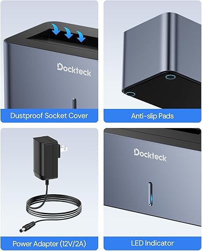 Miniatura 7 de Estación de acoplamiento de disco duro externo USB 3.0 a SATA, dockteck 2.53.5 pulgadas SATA HDD y SSD 5Gbps estación de acoplamiento de aluminio,