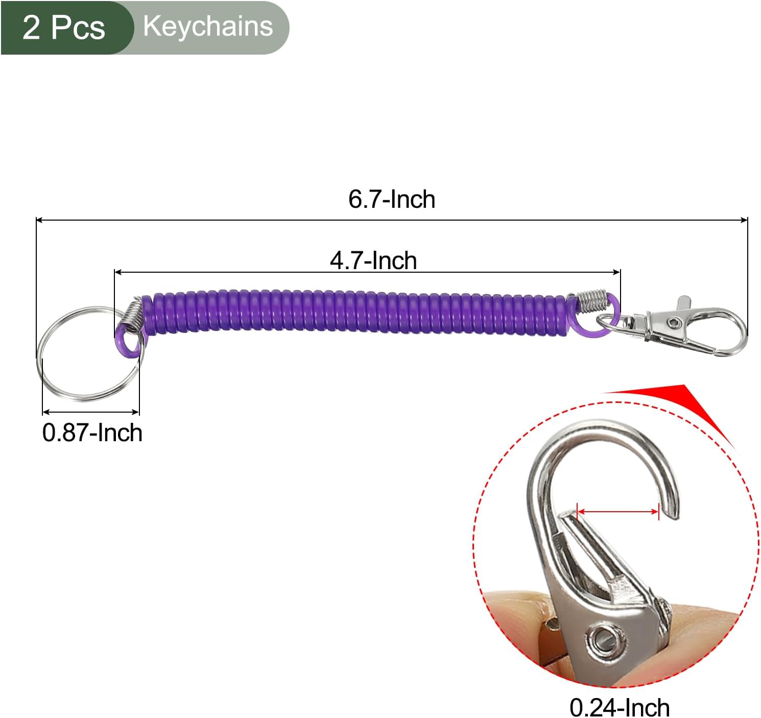 YOKIVE Spiral Retractable Spring Coil Keychains, Home Stretch Cord Keys Rings for Keys Bags