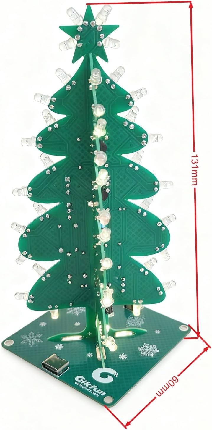Gikfun Advanced Christmas Tree Soldering Kit DIY STEM Project for Adults Hobbyists Gift GK1033
