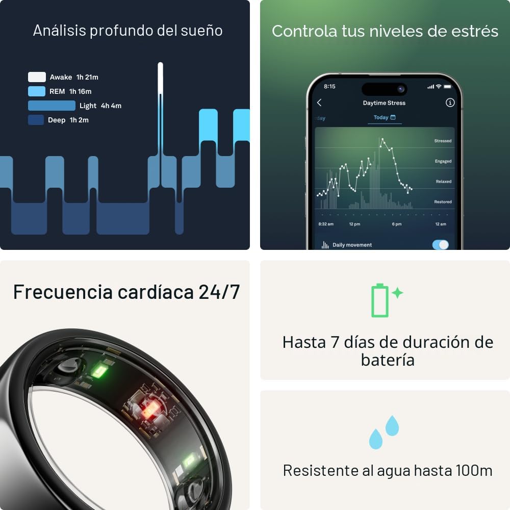 Amazon.com: Oura Ring Gen3 Horizon - Negro - Talla 10 - Anillo
