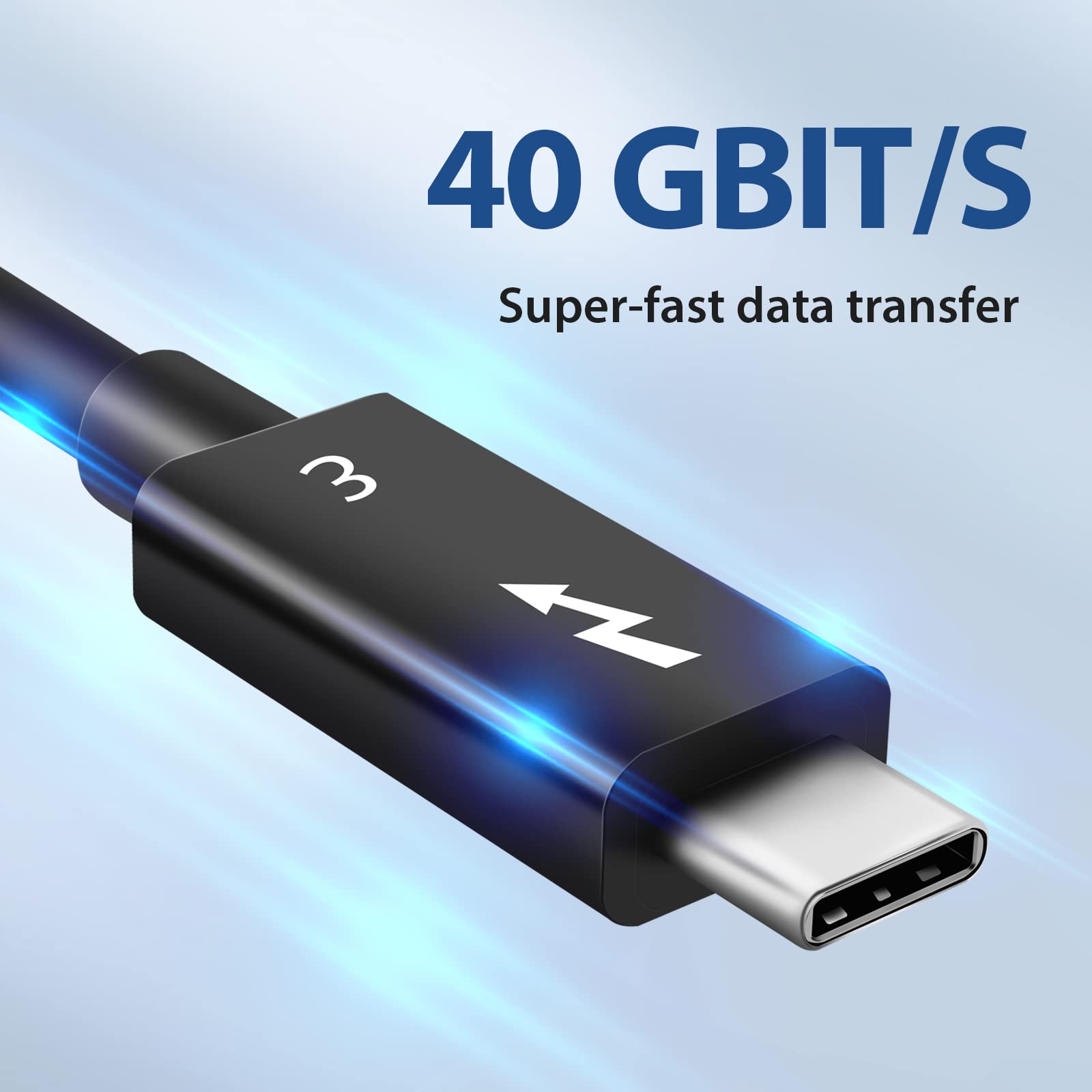 Cavo USB-C compatibile Thunderbolt 3, 1,5 m, ricarica 100 W, 40 Gbps, 4 K 60 Hz, immagine/video per Apple e altro ancora