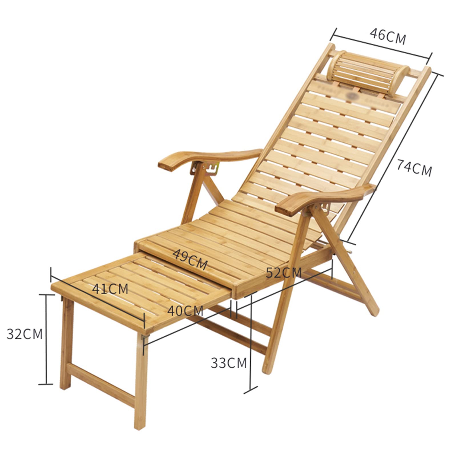 Sdraio reclinabile Pieghevole, Lettino Prendisole in Legno per Giardino/Patio, Sedia a Sdraio reclinabile Regolabile in 5 Posizioni, Lettino Prendisole da Esterno con poggiapiedi esteso, co