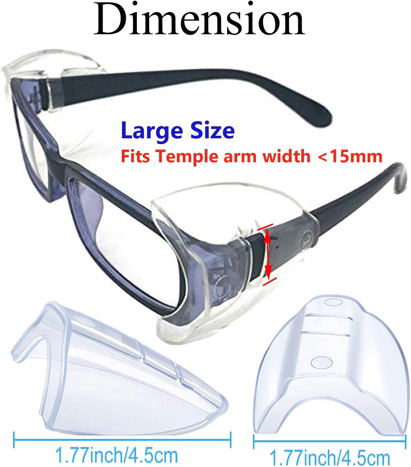 2/4/6/10/20/50 Pairs Safety Glasses Side Shields,Slip on Side Shields, Fits Medium to Large Eyeglasses Frames(Large)