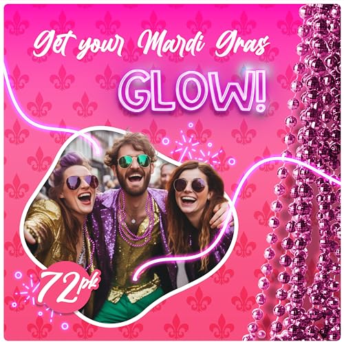 Windy City Novelties - 33" Inch Metallic Bead Necklace Bulk 72 Pack for Mardi Gras and Celebrations2