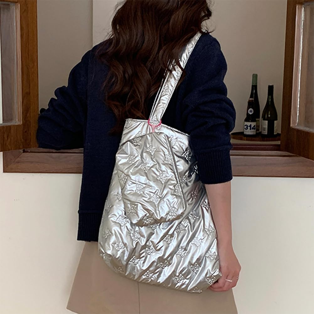 Bolso de hombro acolchado para mujer, bolso de la compra, sólido para viajes de negocios