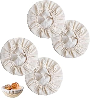 4Pcs Round Bread Proofing Basket Cloth, Linen Insert for Bread Proofing Baskets, Oval Banneton Basket Liner Covers Bread Basket Cloth, Bread Proofing Cover for Professional and Home Bakers