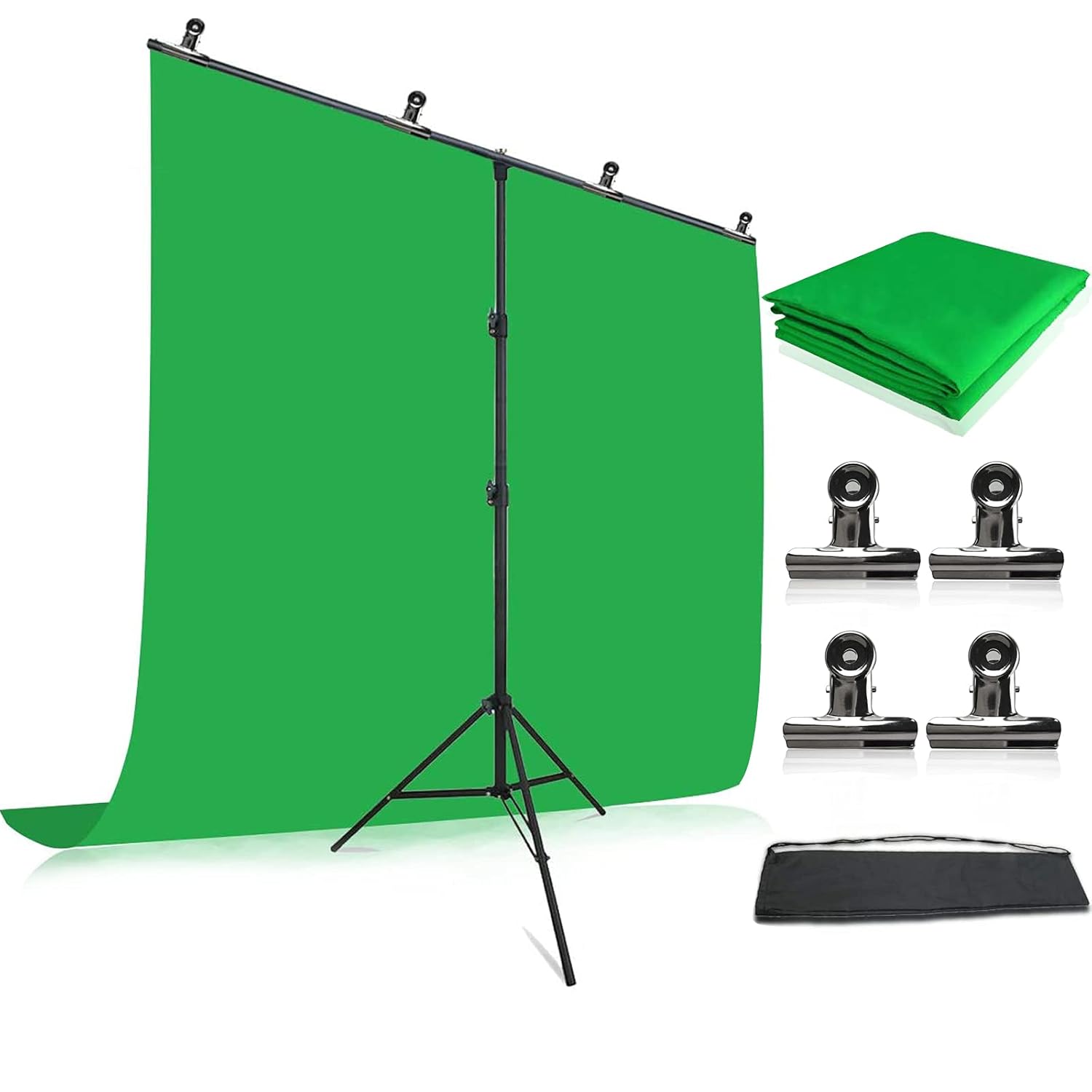 Green Screen Backdrop with Stand Kit, 4.9x6.5ft Portable Collapsible