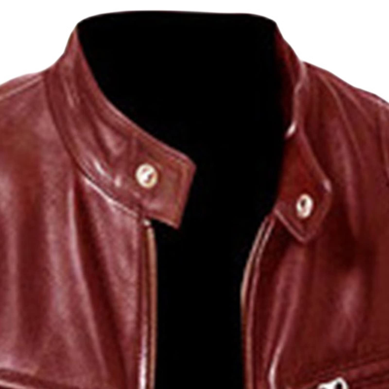 Maiyifu-GJ Men's Faux Leather Biker Jacket Vintage Motorcycle Jacket Outerwear Retro Stand Collar PU Leather Slim Fit Coat (Red Wine,5X-Large)