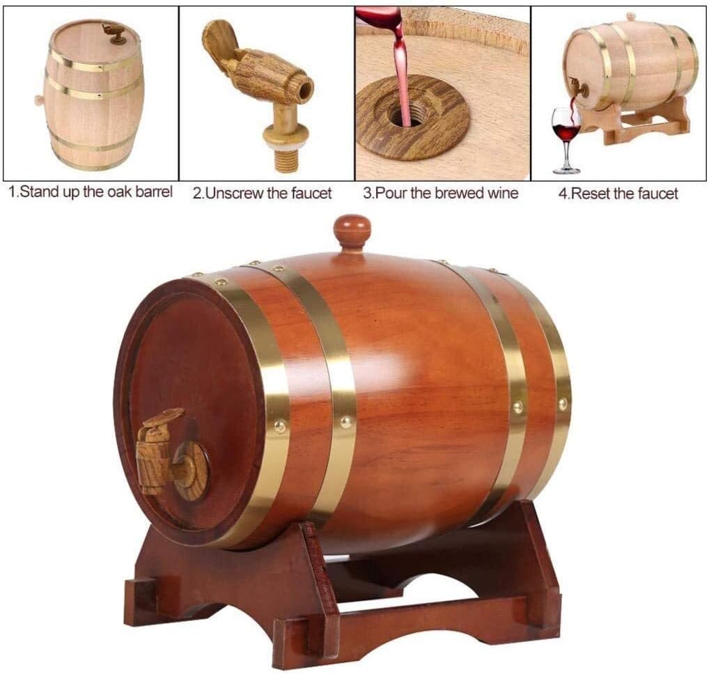 White Oak 10 Liter Barrel with Stand Bung and Spigot for The Home Brewer Distiller Wine Maker (Size : 3L) (20L)