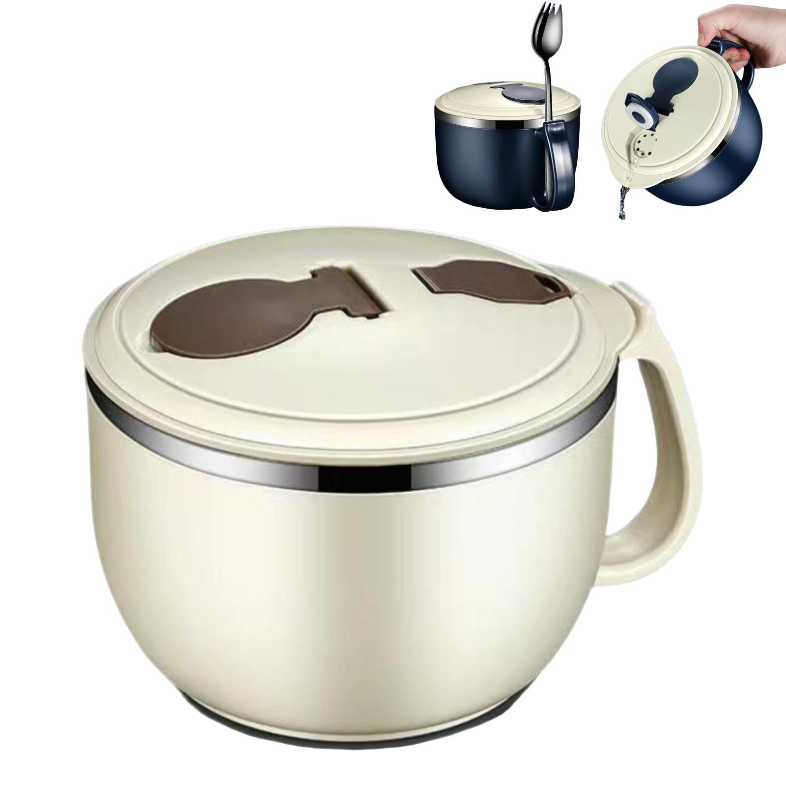 Amazon.co.jp: カーキステンレス製二重構造耐熱ボウル 1200ml 大容量