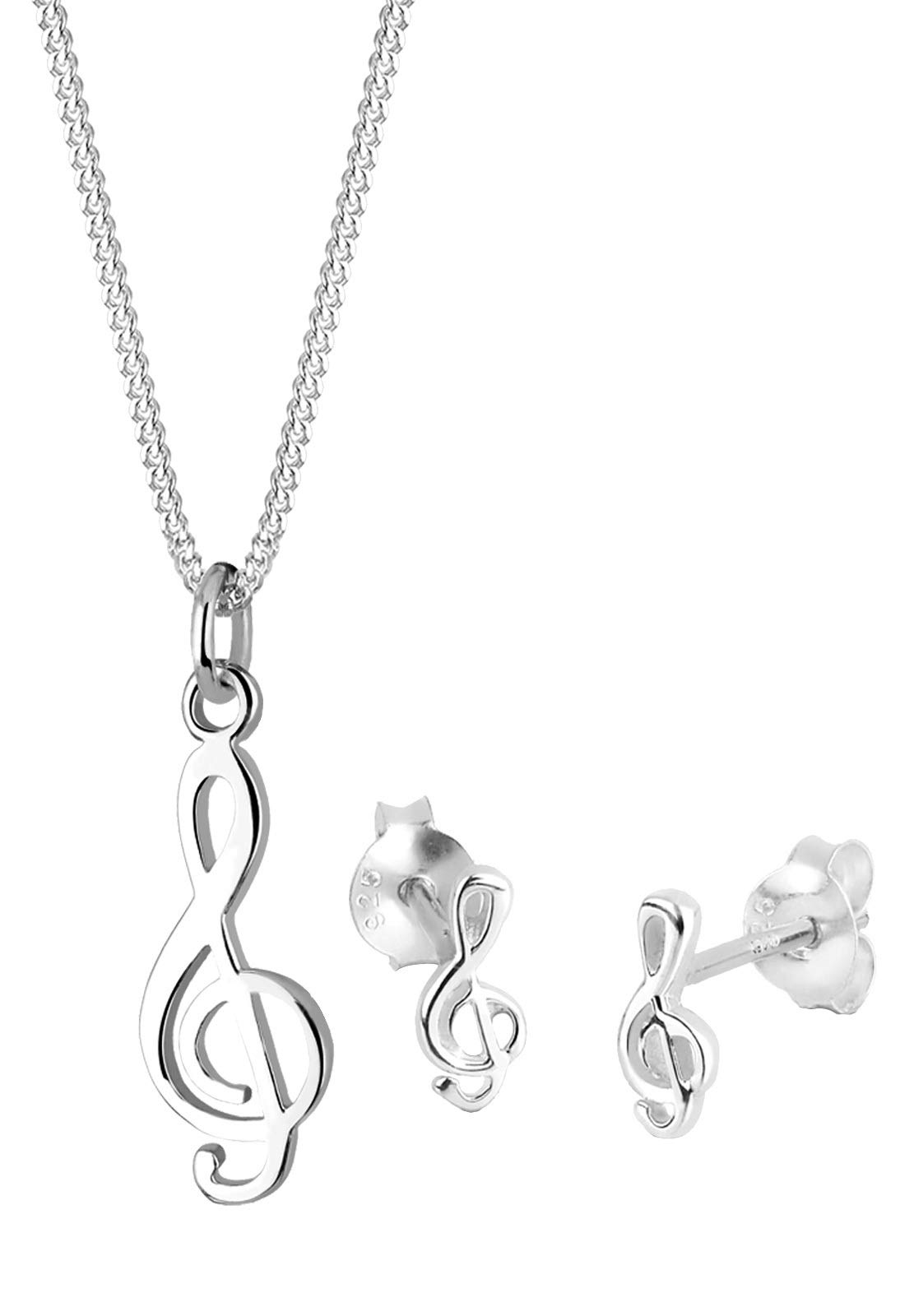 Elli Women's 925 Sterling Silver Pendant Necklace of Length 45 cm with Stud Earrings