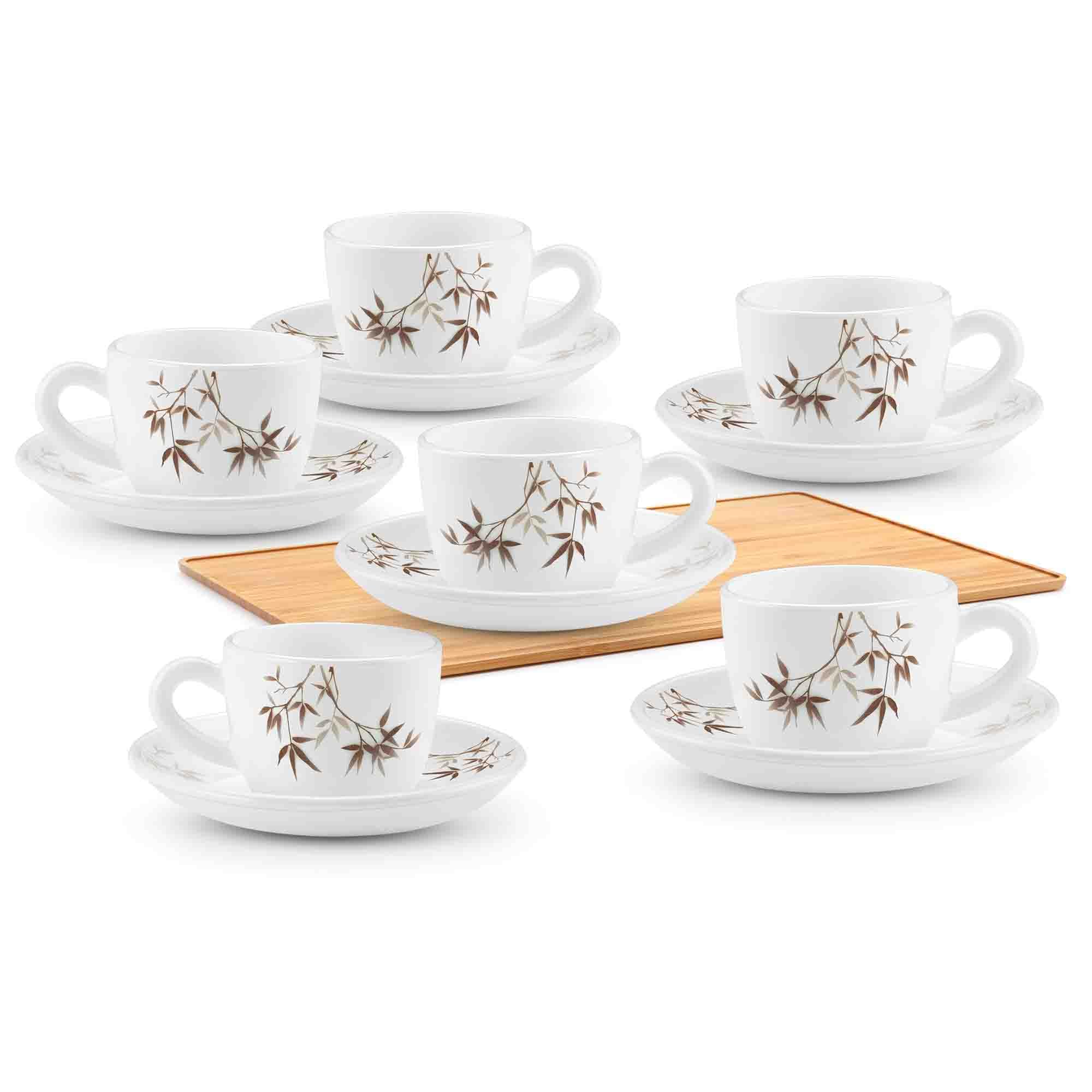 Treo By Milton Opalware Ophelia 13 Arashi Cup & Saucer Set | Microwave & Dishwasher Safe | Bone-Ash Free | Tempered Toughness | Set of 12 | White | Crockery Set for Daily Use & Gifting-image-23