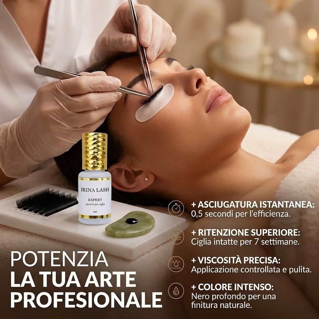 Colla per ciglia Extension, Volume Expert, Registrazione sanitaria, Asciugatura rapida in 0,5 secondo, incollatura in 7 sec, 5 ml nero per extension - Irina Lash
