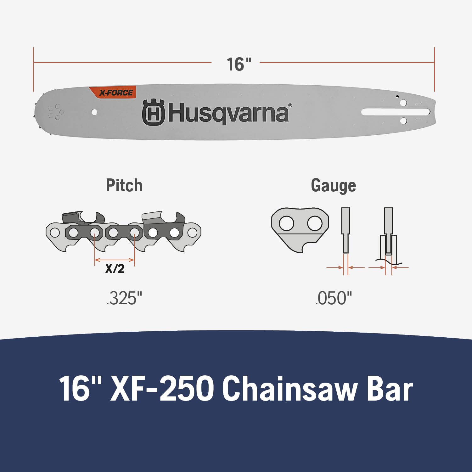 Husqvarna 599303266 - Barra de motosierra XF .325 PIX .050 66 DL CS X-Force