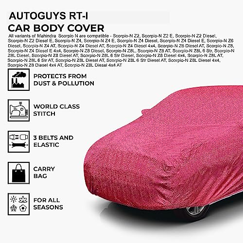 Image of Car Cover Waterproof RT-I for Mahendra Scorpio N [Year 2022 Onwards] - Scorpio N Car Cover Dust & UV Protection Scorpio N Car Body Cover with Mirror Pocket Soft Cotton Lining