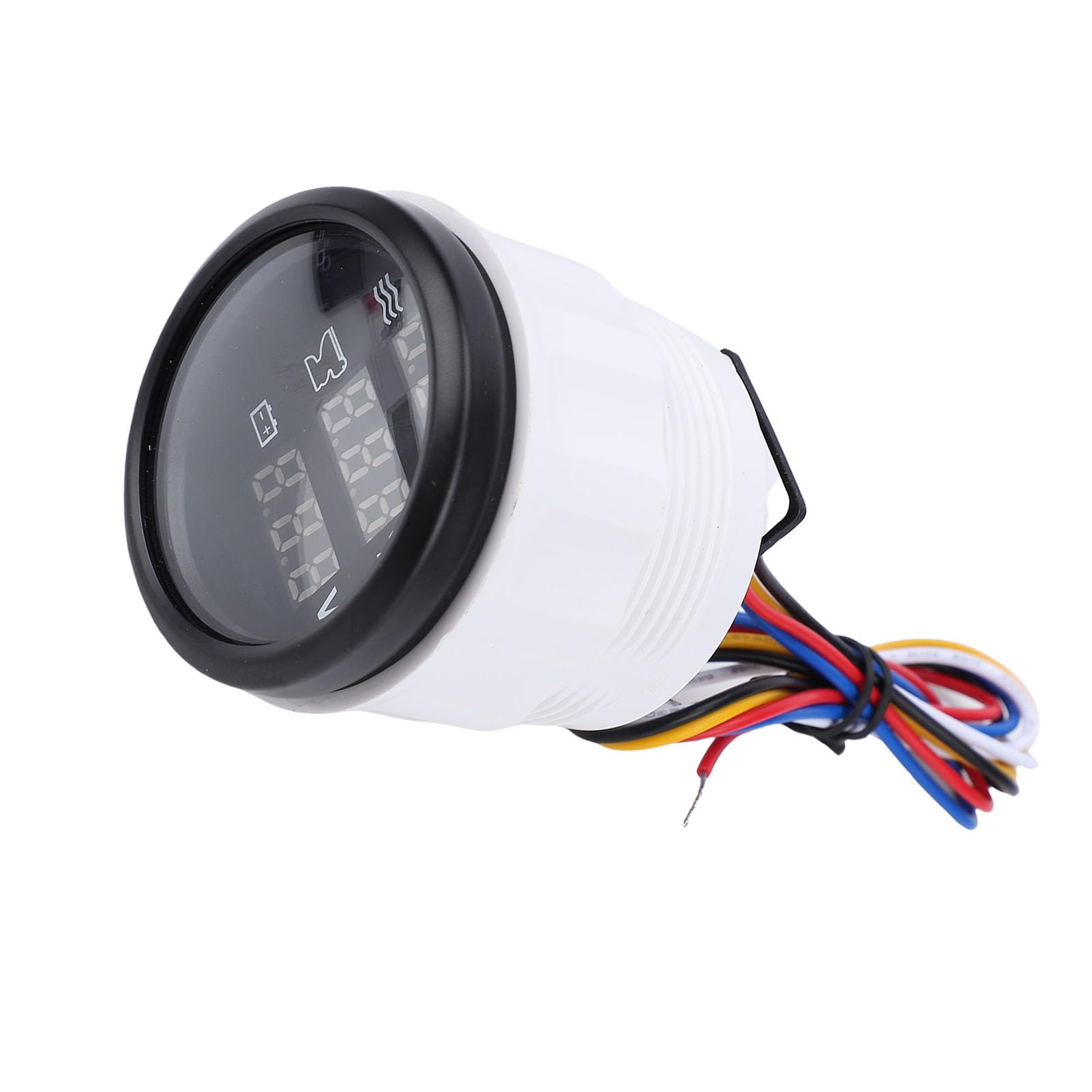 Medidor Digital 3 en 1 de 52 Mm, Monitor de Voltaje de Aguas Residuales de Nivel de Agua con Función de Alarma para Automóvil, Barco Marino, RV, Pantalla Azul (Esfera negra, bisel negro.)