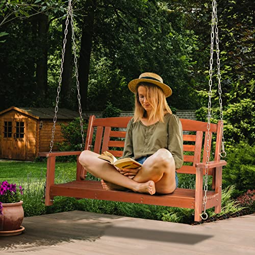 Outvita Porch Swing, 44" Swing Bench With Hanging Chains And Reclined Backrest For Deck, Garden,Yard, Balcony, Room 600Lbs Capacity Fir Wood #TOP7