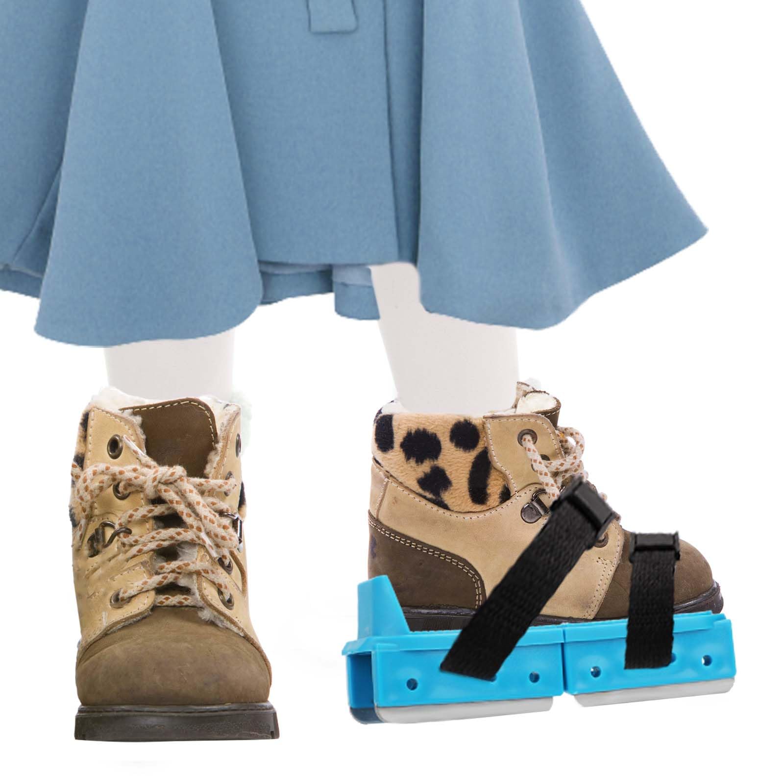 BOXOB Pattini da Ghiaccio per Bambini, Regolabili Doppi Scivoli Ice Skates con Cinghie di Fissaggio a Gancio e Anello, Mantenimento della Stabilità Accessori per Pattinaggio per Principianti