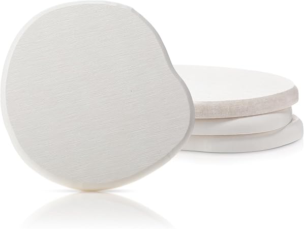 Diatomaceous Earth Coasters Set of 4，Cool Absorbent Quick-Dry Drink Coasters for Desks, Cute Modern Stone Design with Stylish White Aesthetic (4, White)