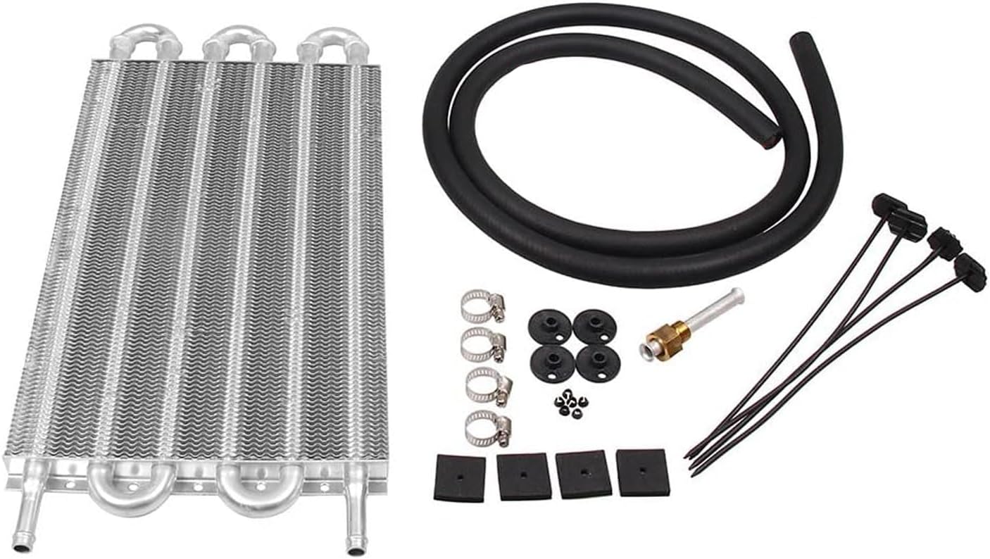 LPFIDI 4 Row Aluminum Transmission Oil Cooler Universal 6 Pass Tube and Fin Transmission Cooler Kit