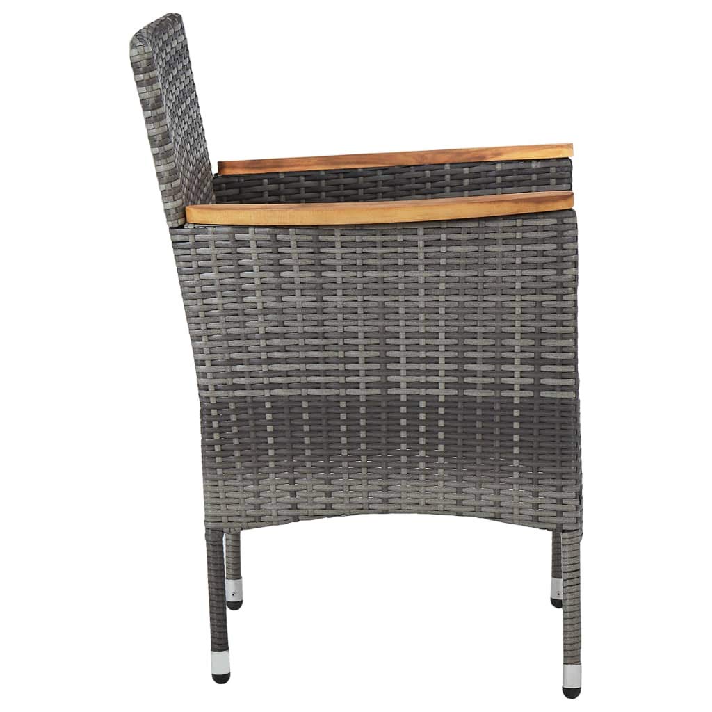vidaXL 2X Gartenstuhl Essstuhl Stuhl Sessel Rattanstuhl Gartensessel Rattansessel Gartenmöbel Rattanmöbel Rattanstühle Stühle Poly Rattan Grau