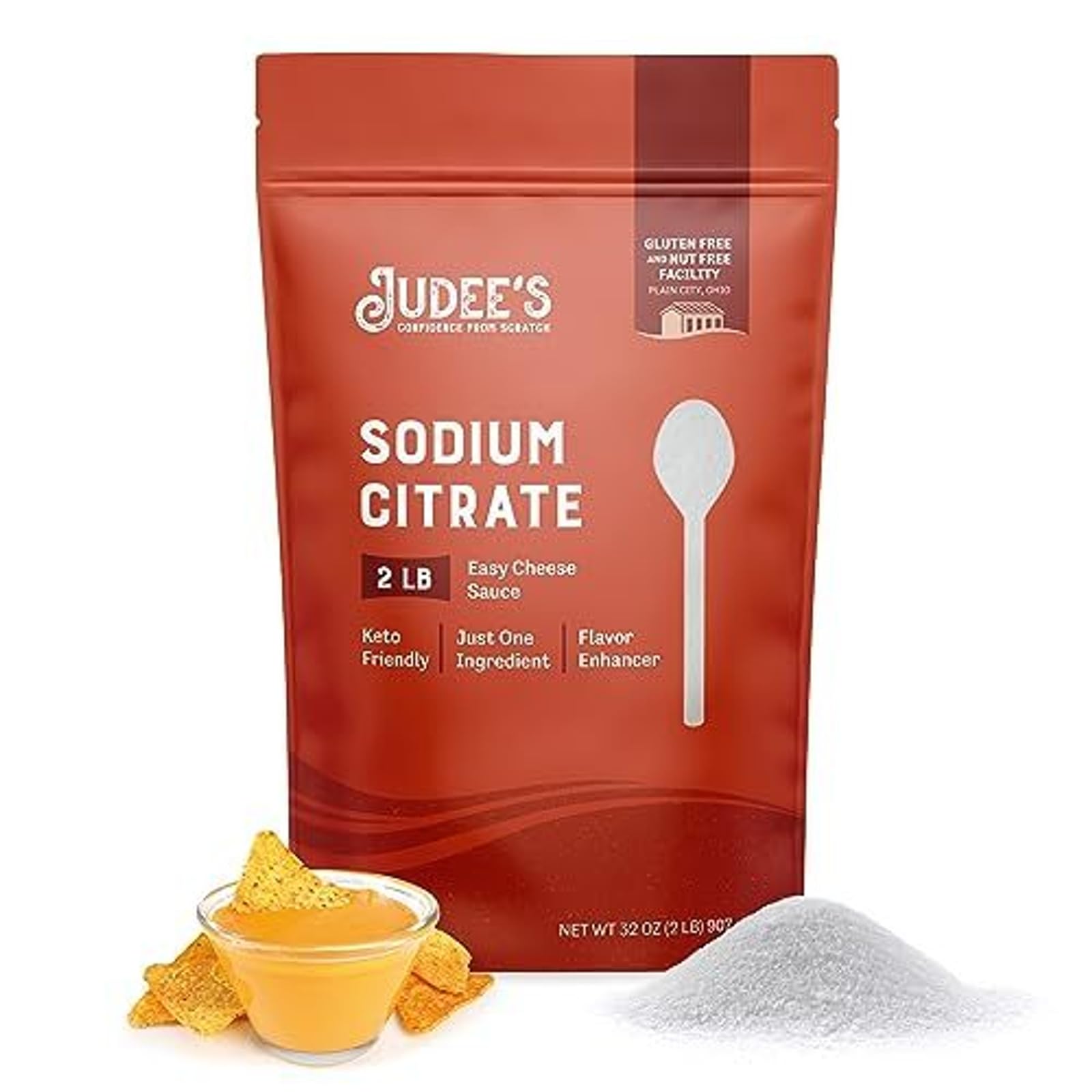 Judee's Gluten Free Sodium Citrate Powder - Smooth Emulsifier for Cheese Sauce - Molecular Gastronomy Ingredient & Food Preservative - Gluten-Free & Nut-Free Keto-Friendly Non-GMO - 32 Oz