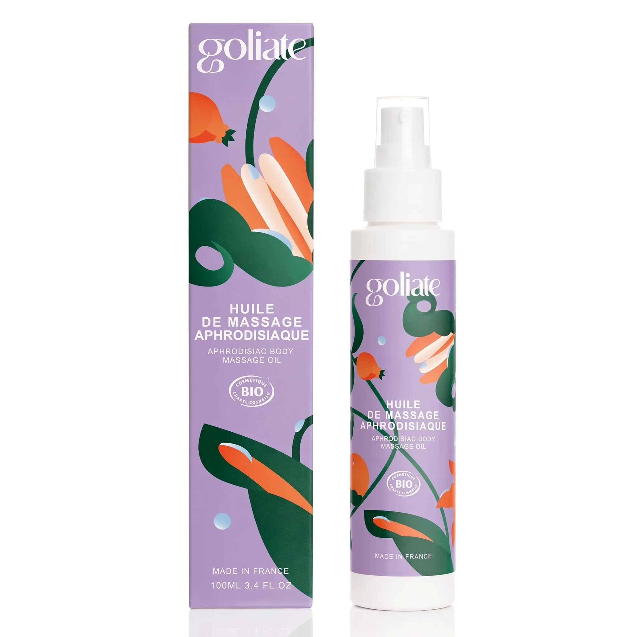 GOLIATE Piacere Nel Modo Francese – Olio Biologico per Massaggi - Afrodisiaco – Gel Cosmetico Rilassante – Sessuale Tantrico Vegano a Base di Piante Compatibile con i Preservativi - 100 ML