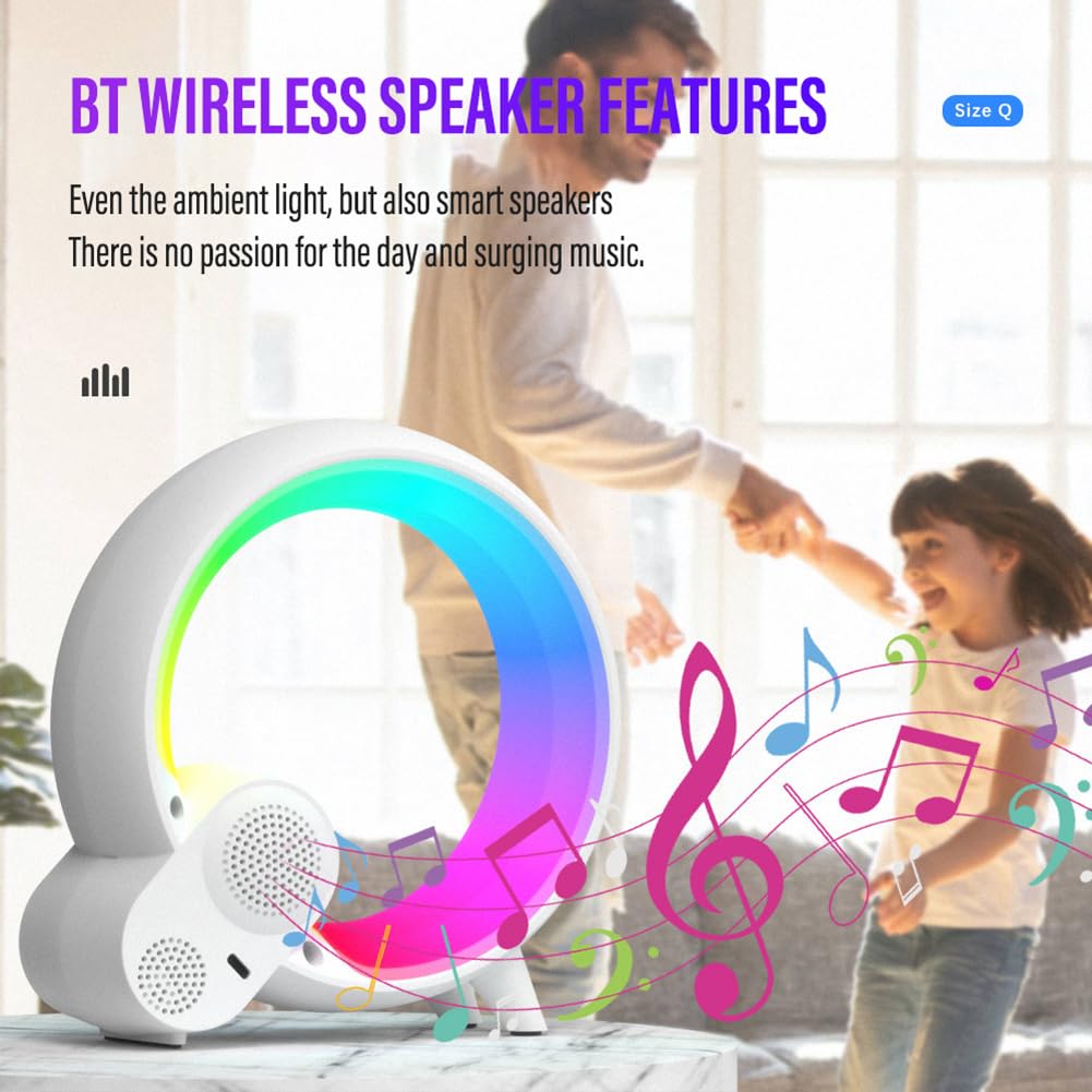 Rhythm Atmosphere Lamp, Sunrise Alarm Clock Wake Up Light, Altoparlante Bluetooth, Luce diurna e notturna con telecomando, Lampada da tavolo dimmerabile Luce notturna per camera da letto white